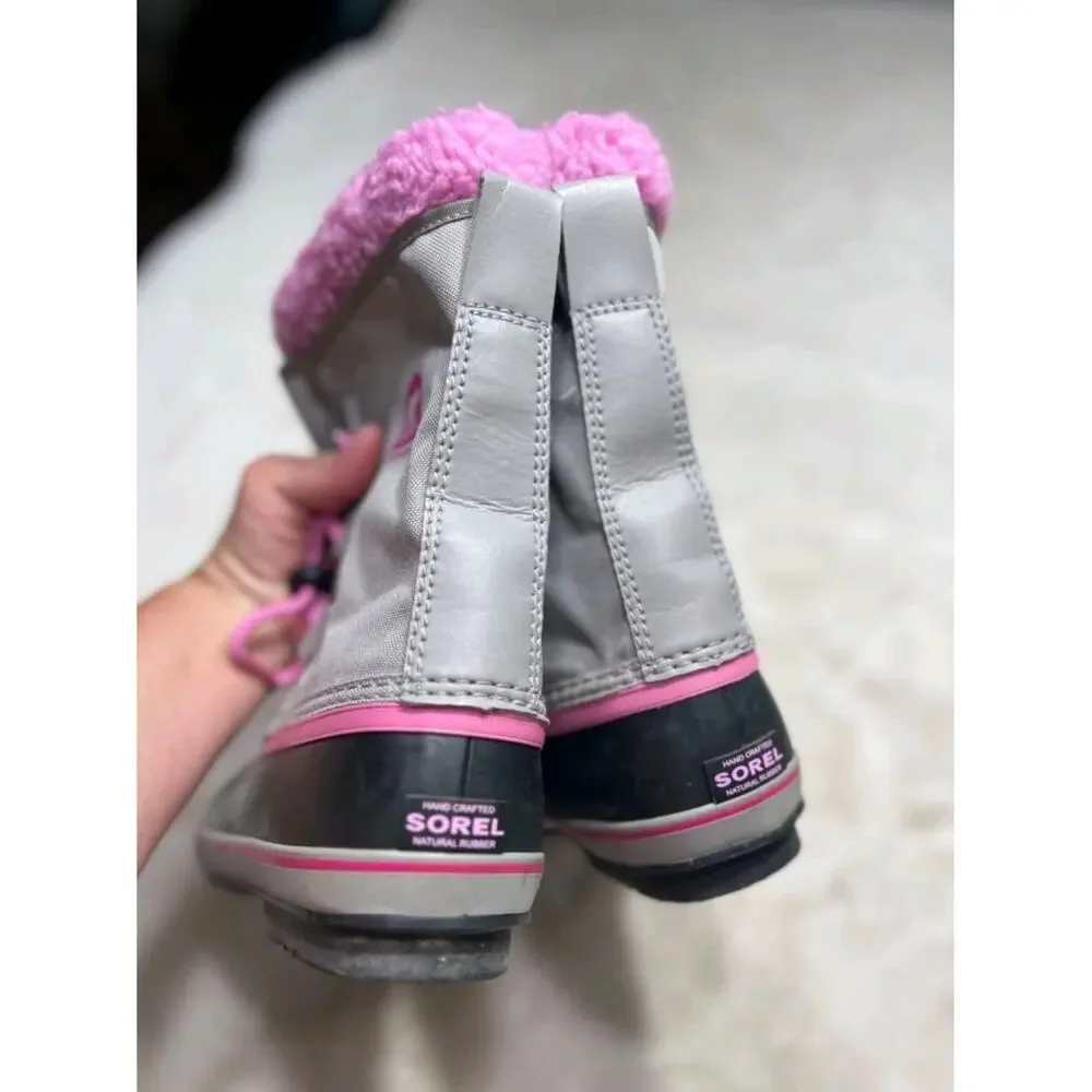 Sorel Kids Yoot Pac Nylon Winter Boots Chrome Grey Orchid Waterproof Outdoor